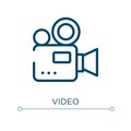 Video icon. Linear vector illustration. Outline video icon vector. Thin line symbol for use on web and mobile apps, logo, print Royalty Free Stock Photo