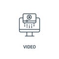 video icon vector from ads collection. Thin line video outline icon vector illustration. Linear symbol for use on web and mobile Royalty Free Stock Photo