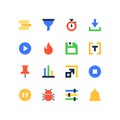 Video information and data - set of flat design style icons Royalty Free Stock Photo