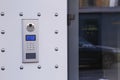 Video intercom in the entry of a house, technology and security concept