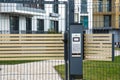 Video intercom on the gate at the entrance to the residential area Royalty Free Stock Photo