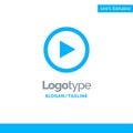 Video, Interface, Play, User Blue Solid Logo Template. Place for Tagline Royalty Free Stock Photo