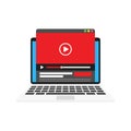 Video laptop, great design for any purposes. Online learning vector