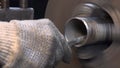 Video of lathe`s cutter and metal tube
