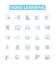 Video learning vector line icons set. Video, Learning, Course, Tutorial, Lesson, Education, E-learning illustration