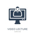 video lecture icon in trendy design style. video lecture icon isolated on white background. video lecture vector icon simple and