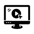 Online classes and video based learning, glyph icon of video lecture Royalty Free Stock Photo