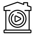 Video lesson icon outline vector. University private