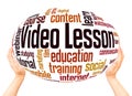 Video lesson word cloud hand sphere concept Royalty Free Stock Photo