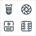 video line icons. linear set. quality vector line set such as film, video editing, shutter