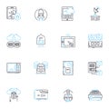 Video machines linear icons set. Screen, Display, Digital, Sound, Graphics, Interface, Multimedia line vector and Royalty Free Stock Photo