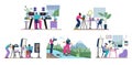 Video makers and motion designers set of flat vector illustrations isolated. Royalty Free Stock Photo