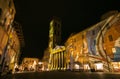 Video Mapping Christmas Show in the main square of Assisi at winter time, Umbria, Italy