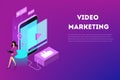 Video marketing concept. Advertising in internet through video