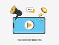 Video Marketing concept. Digital advertising and SEO strategy with video content marketing for small business and Royalty Free Stock Photo