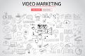 Video Marketing concept with Doodle design style : Royalty Free Stock Photo