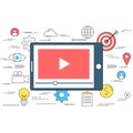 Video marketing concept line style illustration Royalty Free Stock Photo