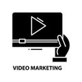 video marketing icon, black vector sign with editable strokes, concept illustration Royalty Free Stock Photo