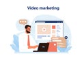 Video marketing. Online advertising on streaming vlog. E-commerce,