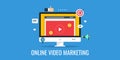 Video marketing, online video, live streaming. Flat design marketing banner.