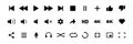 Video media player icons vector set. multimedia music audio control. mediaplayer interface symbols. play, pause, mute sign.