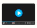 Video media player interface template for web and mobile apps with icons and live stream emblem. Vector illustration in flat style Royalty Free Stock Photo