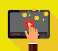 Video monetization concept. Making money from video content. Vector illustration in flat style