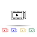 Video multi color icon. Simple thin line, outline vector of online and web icons for ui and ux, website or mobile application Royalty Free Stock Photo