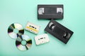 Video and music cassette tapes Royalty Free Stock Photo