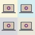 Video or Music Player Button On Laptop Screen Royalty Free Stock Photo