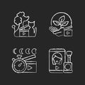 Video online chalk white icons set on dark background