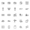 Video and photo line icons set