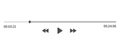 Video play bar display interface. Audio player progress for podcast, misic, radio. Vector slider, play, rewind buttons