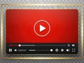 Video Player Interface Mockup: Red Screen and Play Button Template Royalty Free Stock Photo