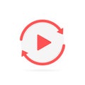 Video play button like replay icon. concept of watching on streaming video player or livestream webinar. Modern flat style vector Royalty Free Stock Photo