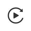 Video play button like simple replay icon isolated