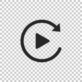 Video play button like simple replay icon isolated on transparent background