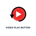 Video Play Button Like Simple Replay Icon, Symbol Style Trend Modern Red Logotype Graphic Design Concept Of Watching On Streaming