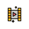 Video, Play, Film Flat Color Icon. Vector icon banner Template