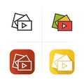 Video play icon. Flat design, linear color styles. vector illustrations.