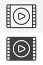 Video play screen line and solid different style vector icon set Royalty Free Stock Photo