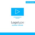 Video, Play, YouTube Blue Solid Logo Template. Place for Tagline Royalty Free Stock Photo