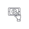 Video playback linear icon concept. Video playback line vector sign, symbol, illustration.