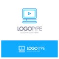 Video, Player, Audio, Mp3, Mp4 Blue outLine Logo with place for tagline Royalty Free Stock Photo