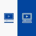 Video, Player, Audio, Mp3, Mp4 Line and Glyph Solid icon Blue banner Line and Glyph Solid icon Blue banner Royalty Free Stock Photo