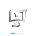 video player button on computer screen doodle icon