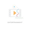 Video player entertainment multimedia application concept line style isolated