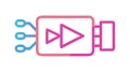 Video Player Icon with Fast Forward and Data Nodes, vector design Generative AI Royalty Free Stock Photo
