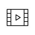 Video Player Icon, Outline style, isolated on white Background.