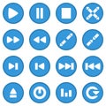 Video player icon set blue Royalty Free Stock Photo